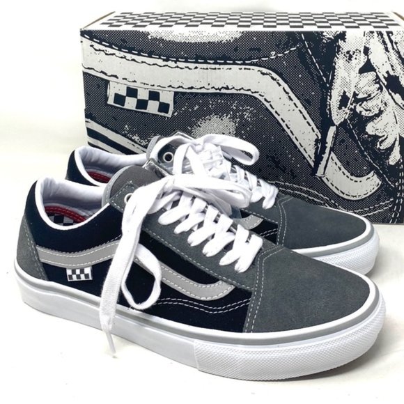 VANS Skate Old Skool Reflective Shoes Suede Gray Black Women Casual VN0A5FCBN42 - Picture 4 of 11